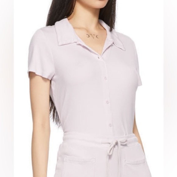 Anthropologie Tops - LACAUSA x Anthropologie Baby Prep Button Down Polo Lilac Size M